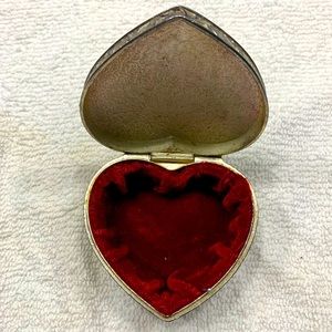 Vintage Silver & Red Velvet Heart Trinket Box